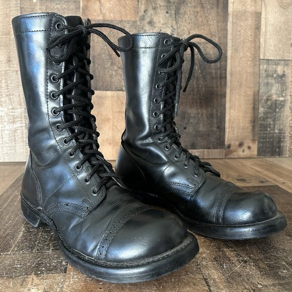 Corcoran 1500 Vintage Black Lace Up Jump Boots Mens 7 D - Picture 1 of 12